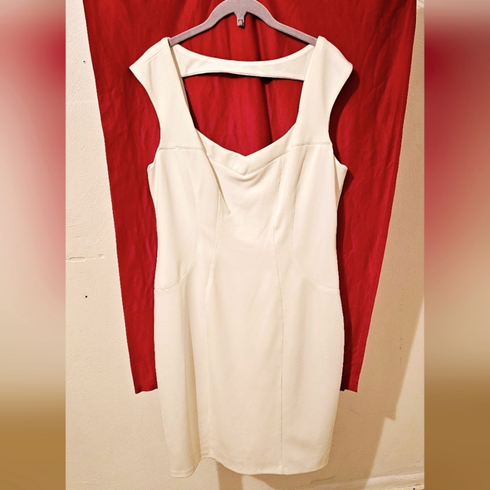 White, Cut Out Back, Figure Flattering Dress